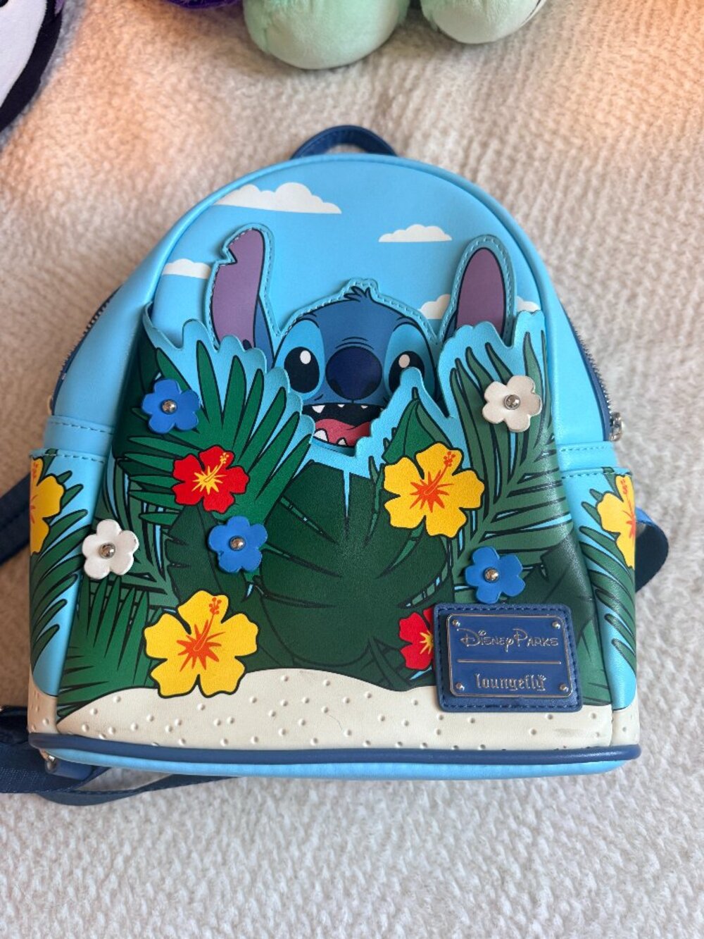 Disney Parks Loungefly Stitch Peek-A-Boo Tropical Mini Backpack